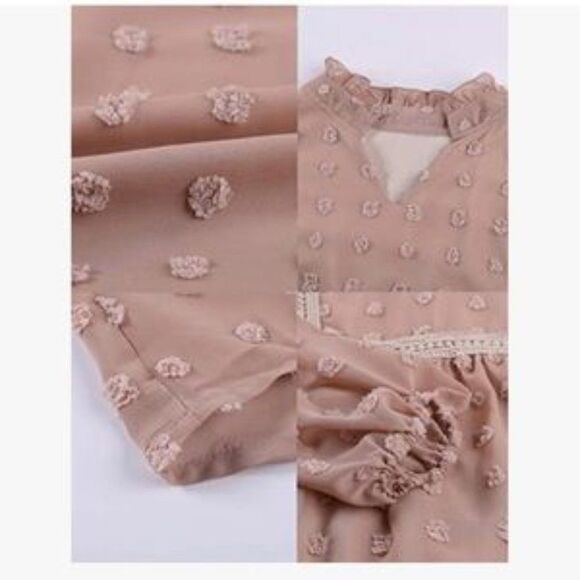 V Neck Swiss Dot Tunic Blouse - Picture 3 of 6